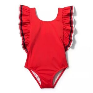 Janie and Jack Red Flutter Sleeve Swimsuit